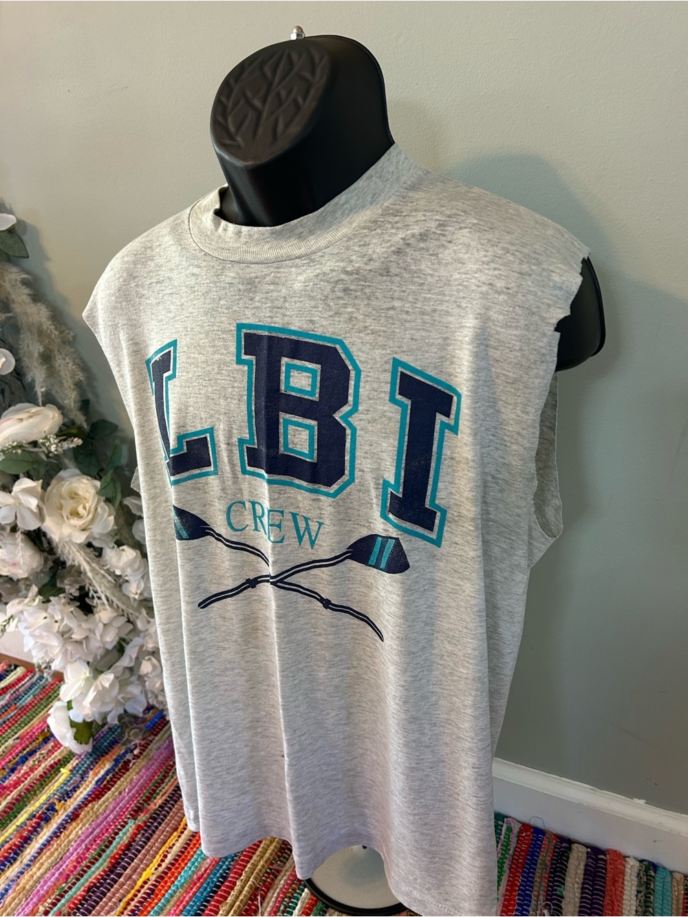 80s LBI Crew Tank Top Rowing Long Beach Island NJ New Jersey Ocean Vintage large - Picture 2 of 6